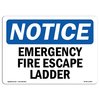 Signmission OSHA Notice Sign, Emergency Fire Escape Ladder, 14in X 10in Aluminum, 10" W, 14" L, Landscape OS-NS-A-1014-L-11834